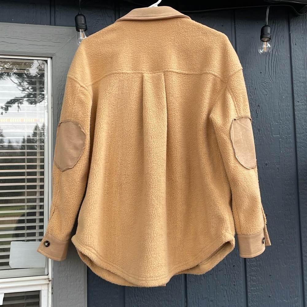 Tan Button-Up Fleece Jacket - Picture 2 of 2